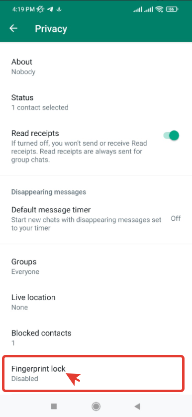 WhatsApp: how to setup fingerprint lock on Android
