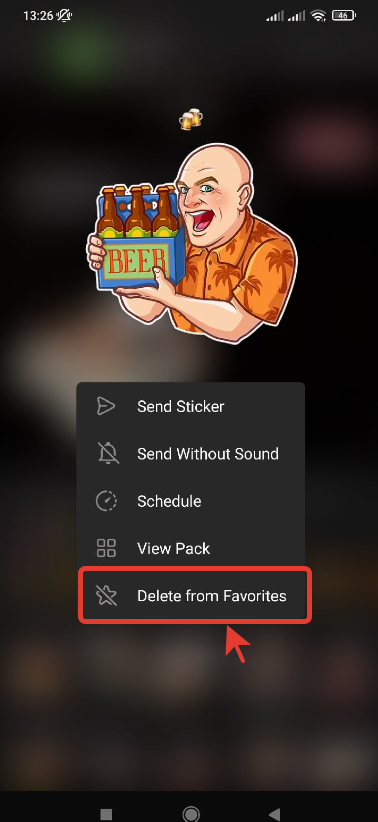 How to delete sticker from Favorites in Telegram on Android 